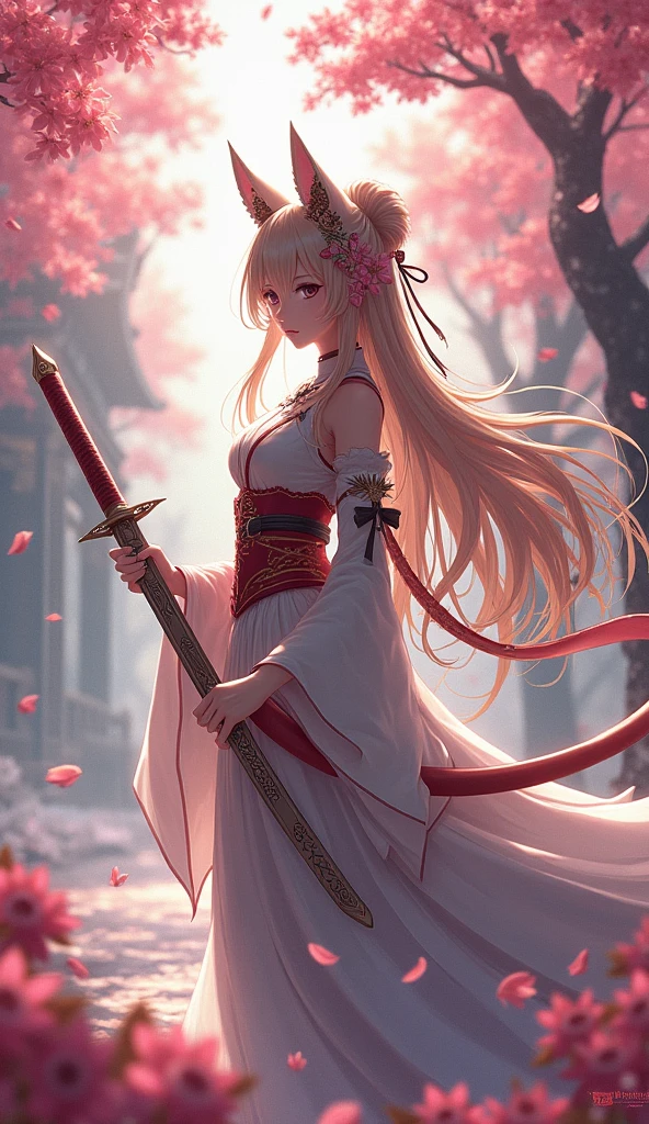 anime girl with cat tail and a sword in her hand, katana zero video game character, Ayaka Genshin Impact, Cushart Kenz, corona de cushart key art feminine, genshin impact zhongli, corona de cushart, genshin impact keqing, detailed art of onmyoji, ayaka game genshin impact
