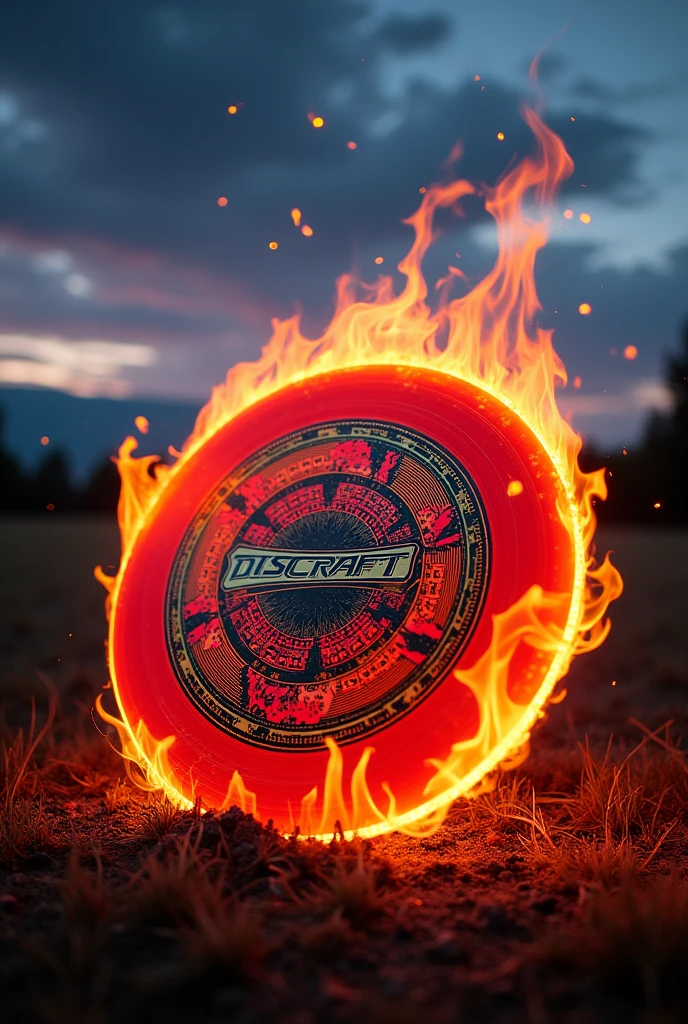 Un frisbee discraft en llamas