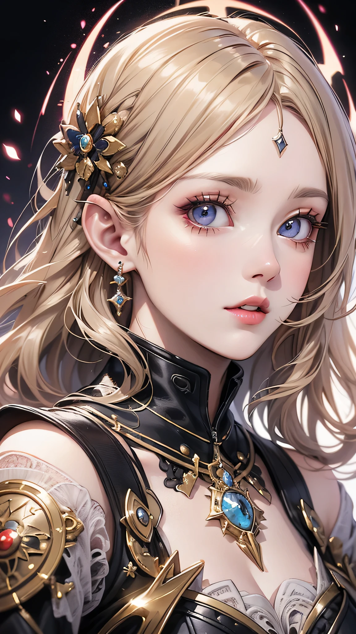 Close-up of a woman with long blonde hair holding a mobile phone, magali villeneuveに触発されて, fantasy art portraits, Fantasy Portrait art, detailed matte Fantasy Portrait, Alice x. open, Fantasy Portrait, epic fantasy art portraits, beautiful fantasy art portraits, magali villeneuve, グラフィックアーティスト magali villeneuve, fantasy genre portrait, Epic fantasy digital art style