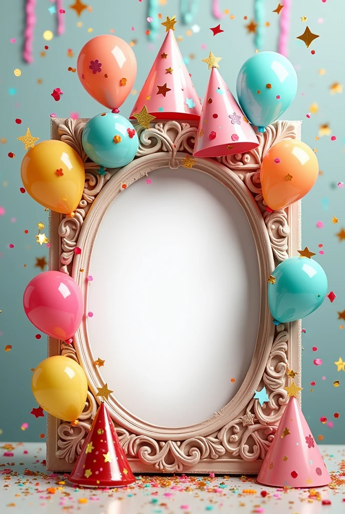 Beautiful birthday wishes card frame with balloons. In the centre of image add blank spot to add my own text.
