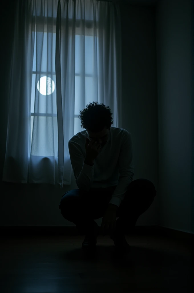 Man dark room moon pain
