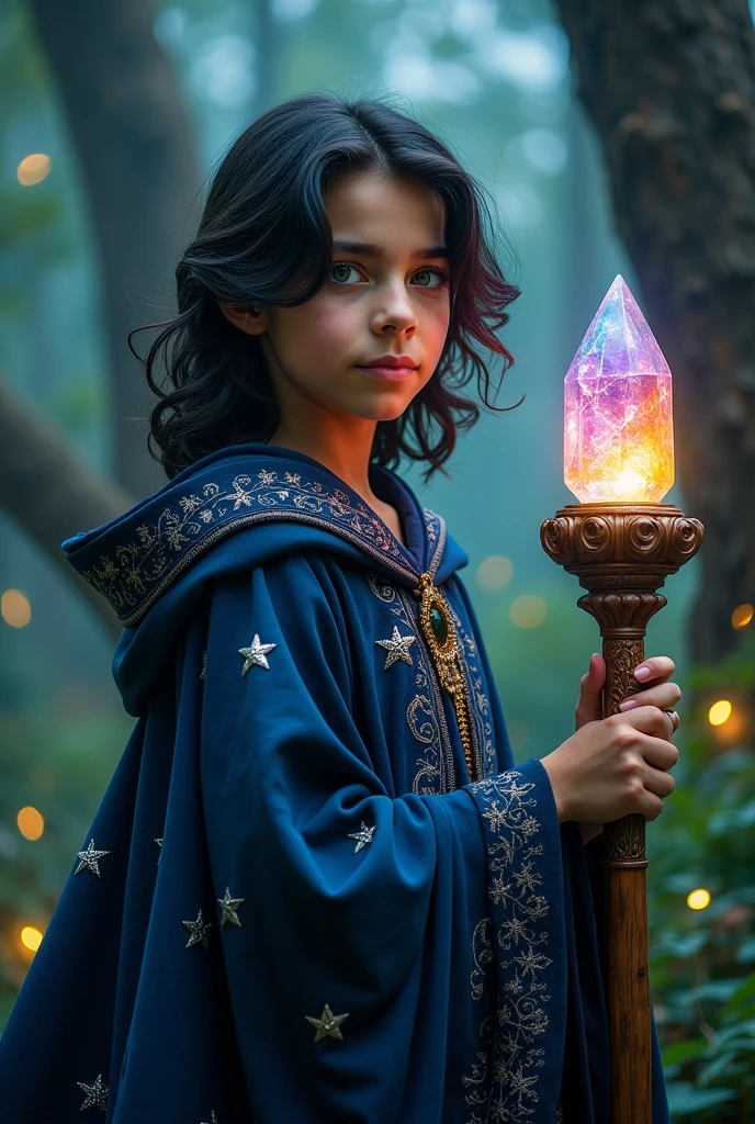 Young wizard with wavy black hair