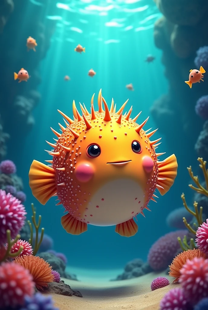 puffer fish happy ,thorns all body