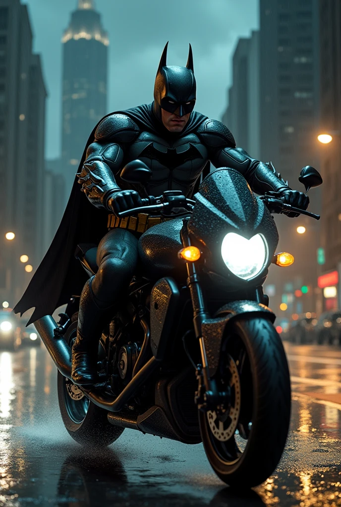 Batman on a Kawasaki motorcycle