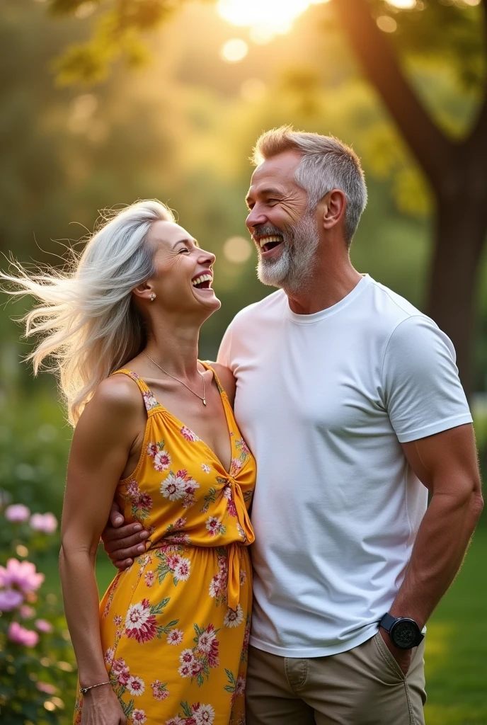 a couple in their 60s who look healthy, energetic and happy who has a positive and confident appearance