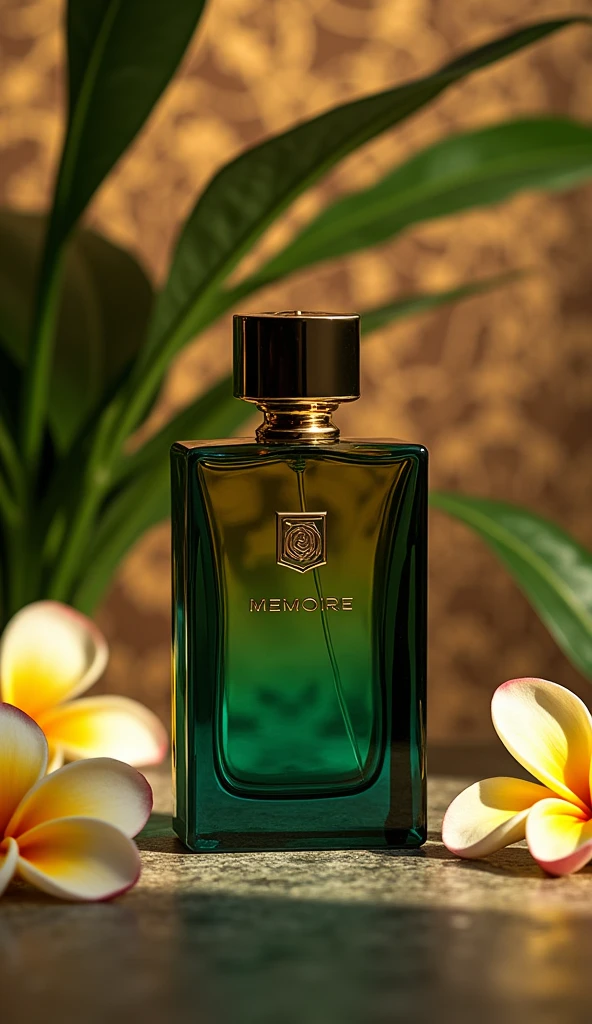 I have a product in the form of perfume under the Memoire brand, but I am having difficulty creating the design. Help me design this product in the form of a square bottle with an elegant and luxurious appearance that can impress other people. Make it look like it's a trend in Indonesia