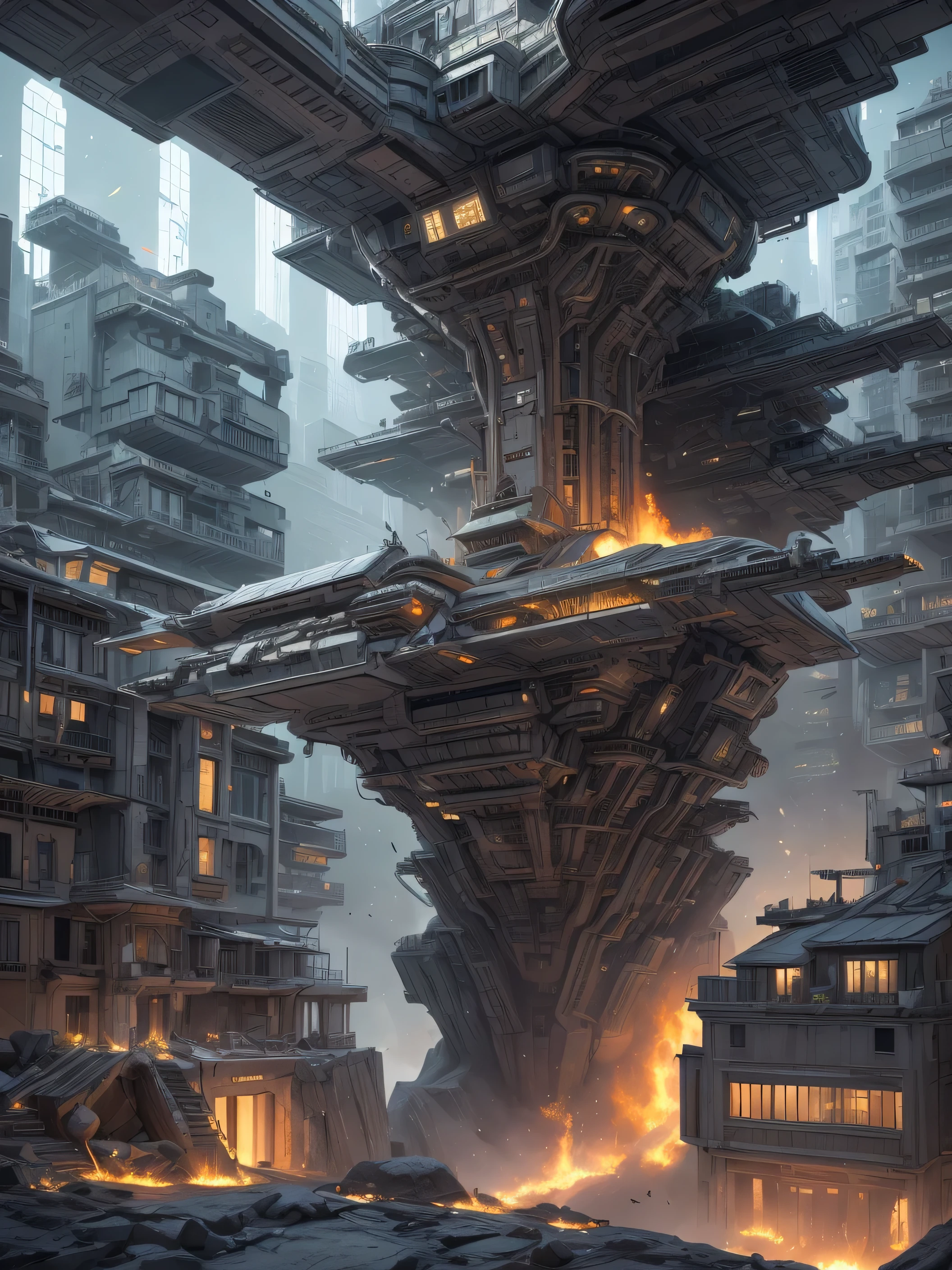 unreal engine:1.4,UHD,Best quality:1.4, fotorrealist:1.4, Masterpiece:1.8, unearthly, , Colonization of a new planet, gloomy atmosphere, a lot of alien vegetation, Intricate flowers, Alien Creatures, wild atmosphere, aggressive environment, amazing, stunning artwork. (Best quality,4k,8K,A high resolution,Masterpiece:1.2), ultra detailed ,(realist,fotorrealist,fotorrealist:1.37),HDR,UHD,Studio lighting, Ultra-thin paint, sharp focus, physically based representation, very detailed description, professional, Bright colors, fantastic city, The capital of the empire, mega tall skyscrapers. space towers for mooring star cruisers, pierce the sky, Bright city lights, the river pierces the city, waterfalls in city gardens, mega high waterfalls, who never sleeps. In the middle of a bustling cityscape, Famous high-tech pyramid style architecture, Its architectural wonders are embodied in a futuristic style.. When the hovercar glides easily through the air,Город full of life,full of life。,full of life。,full of life。,full of life。。, Modern technology blends seamlessly with traditional Arab luxury urban structures.. This is an amazing piece of art, Use Pixai, to bring powerful AI models to life, Showcase the limitless creativity and possibilities of our imagination. Experience the future of cityscapes at Pixai,Immerse yourself in the ghostly world of art, deep bottomless chasms filled with lava, lava falls, fire and smoke, A transport spaceship is moored to the spaceport terminal