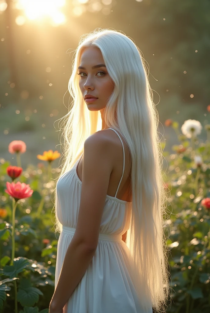 (photorealism:1.2), beautiful white woman, standing really close,fully naked,long straight white hair, 