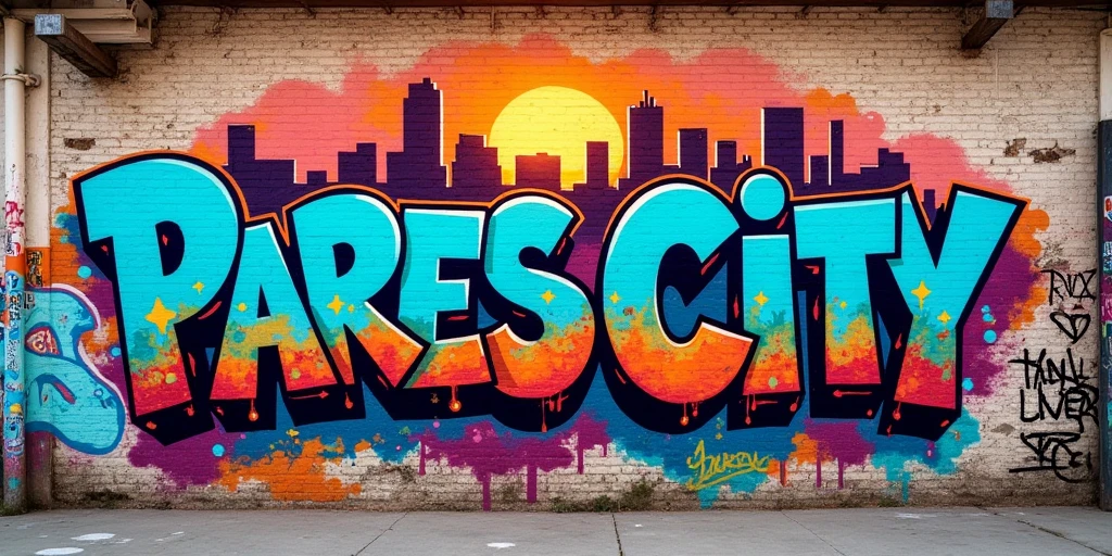Pares city sentence drawn in graffiti style