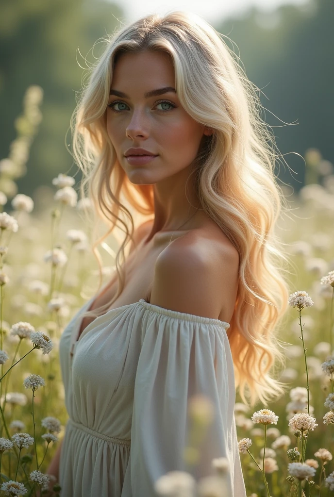 (photorealism:1.2), beautiful white woman, large boobs, no cloths.