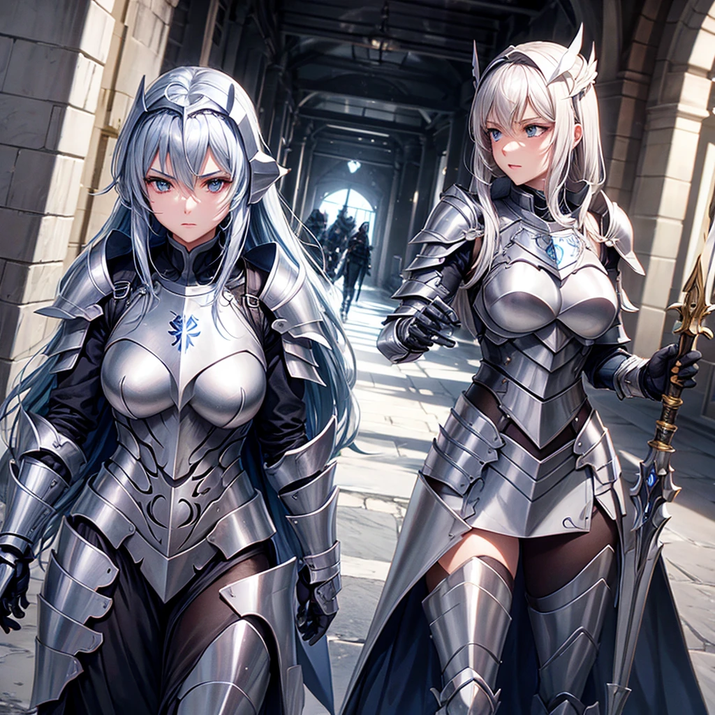 Paladin, woman, silver armor