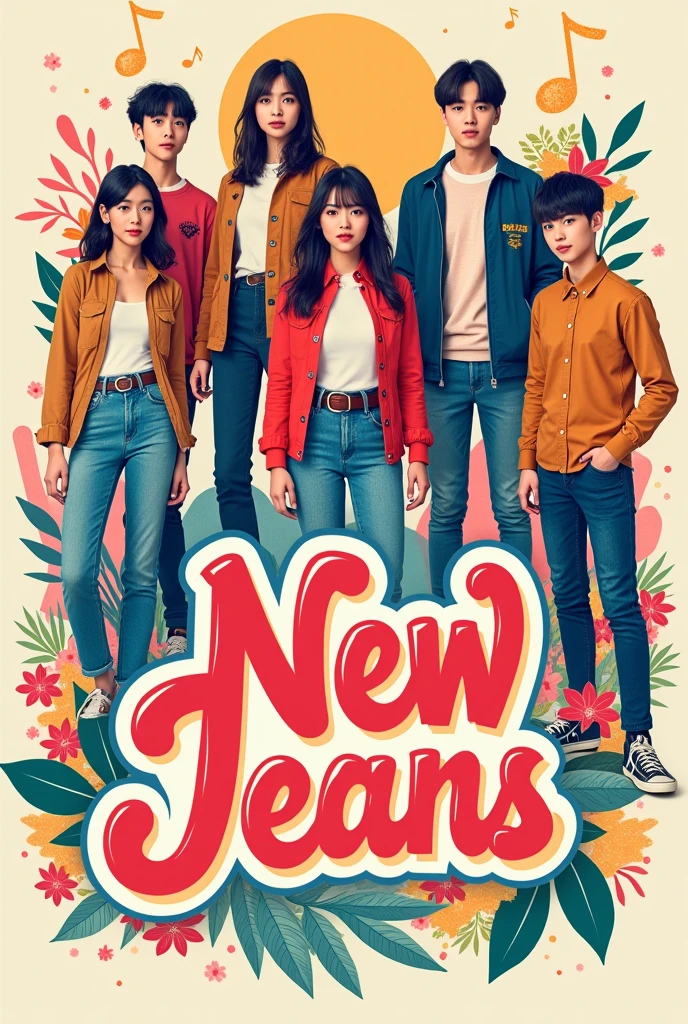 Create the image of a decorated CD about New jeans