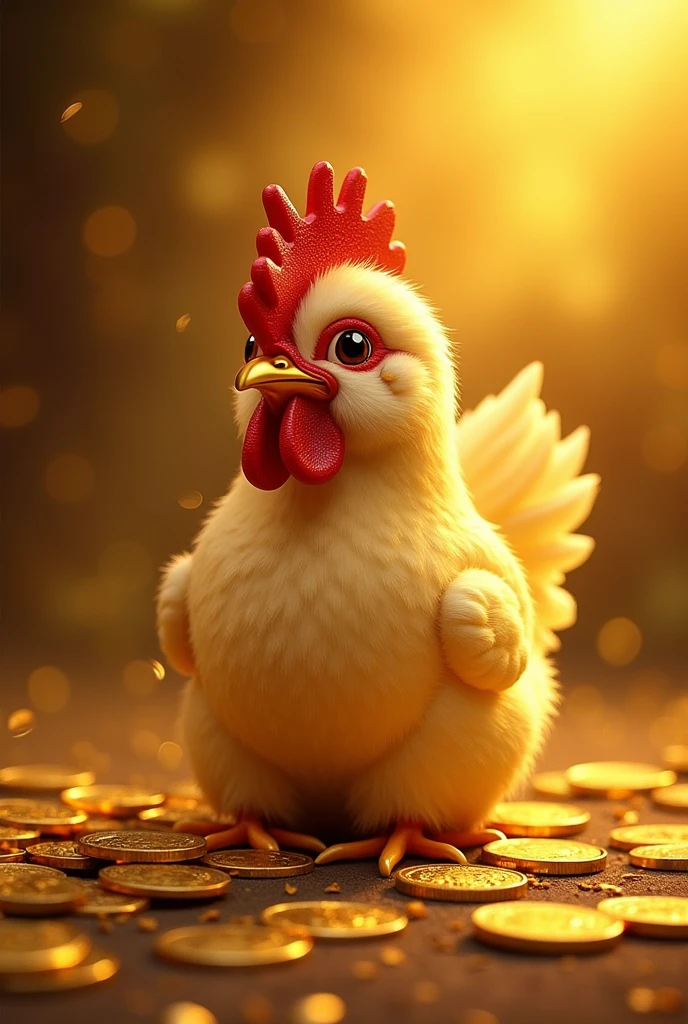 Pile of gold, Gold coins, ((Chicken)), Gold coins이 하늘에서 쏟아진다. Dazzling golden, golden light, The Golden Box, Gold Coin,