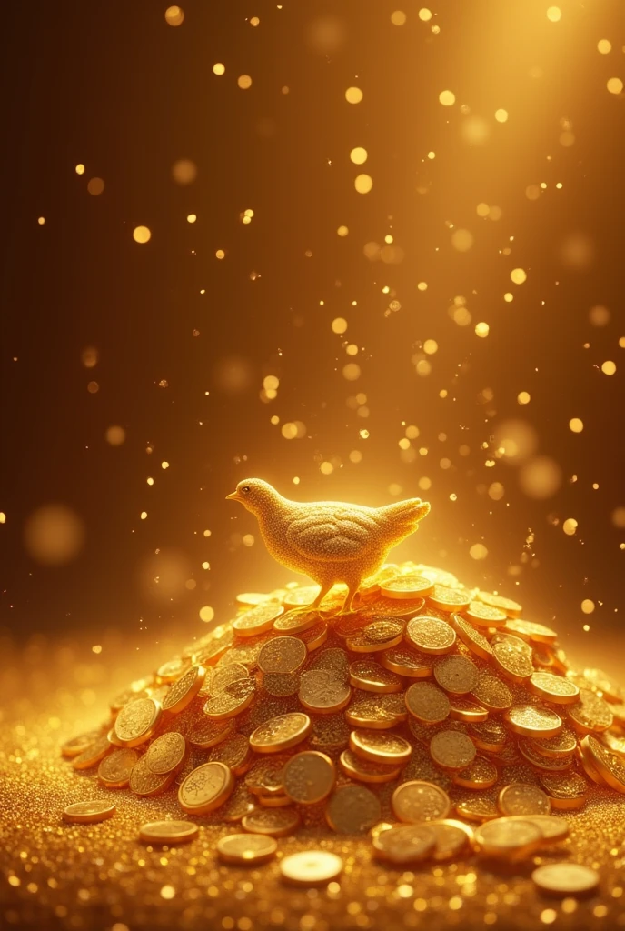 Pile of gold, Gold coins, ((Chicken)), Gold coins이 하늘에서 쏟아진다. Dazzling golden, golden light, The Golden Box, Gold Coin, 