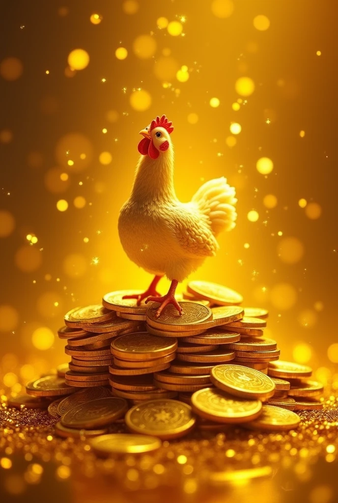 Pile of gold, Gold coins, ((Chicken)), Gold coins이 하늘에서 쏟아진다. Dazzling golden, golden light, The Golden Box, Gold Coin,