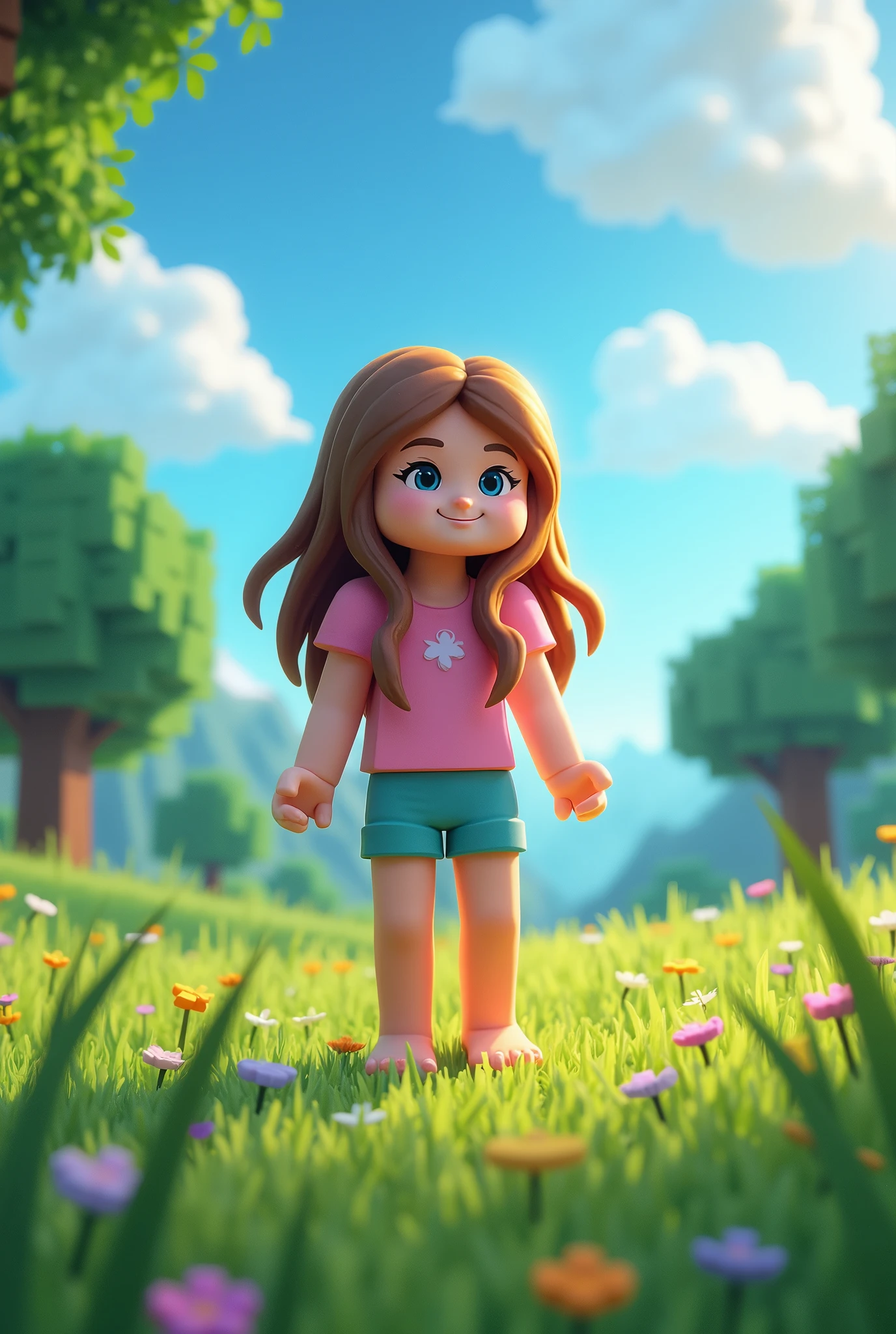 Normal Minecraft girl show bare feet no socks no shoes and very hot