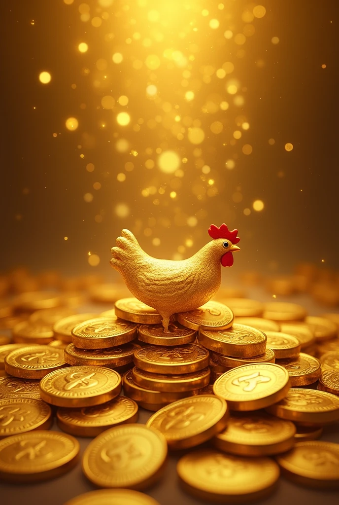 Pile of gold, Gold coins, ((Chicken)), Gold coins이 하늘에서 쏟아진다. Dazzling golden, golden light, The Golden Box, Gold Coin,