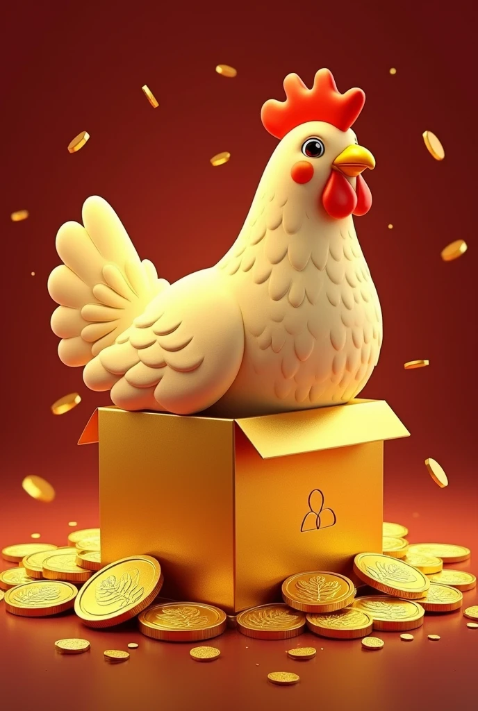 Pile of gold, Gold coins, ((Chicken)), Gold coins이 하늘에서 쏟아진다. Dazzling golden, golden light, The Golden Box, Gold Coin,