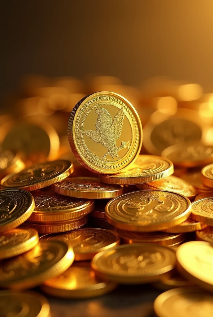 Pile of gold, Gold coins, cattle, Gold coins이 하늘에서 쏟아진다. Dazzling golden, golden light, The Golden Box, Gold Coin,