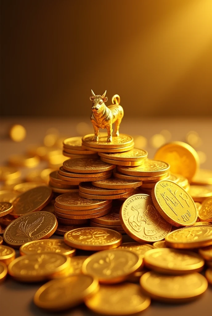 Pile of gold, Gold coins, cattle, Gold coins이 하늘에서 쏟아진다. Dazzling golden, golden light, The Golden Box, Gold Coin,