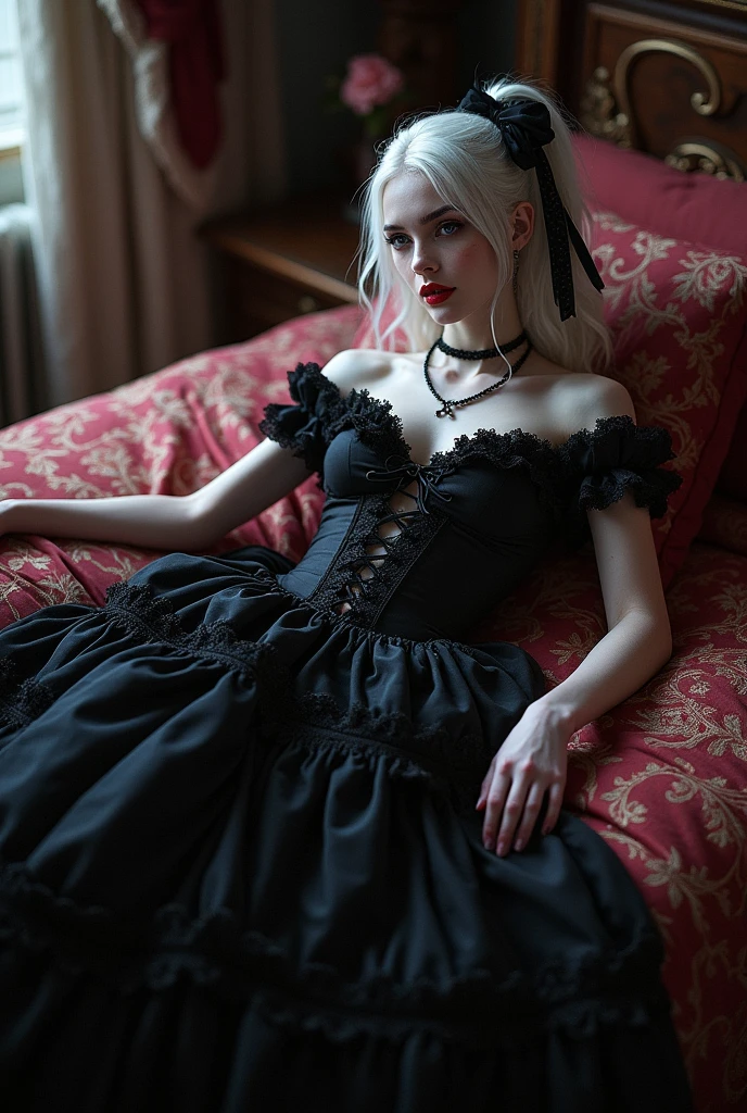 realistic, photorealistic, masterpiece, best quality, 1girl, long black straight hair,  solo, sitting,in castle, night, looking at viewer,   lolita_dress, black pantyhose,long dress,(pureerosface_v1:0.8),  <lora:Cute Asian Face:0.6>, <lora:lolitaFashionDress_gothic_style2:0.7>