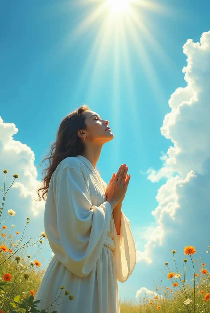 Looking up, talking to God
