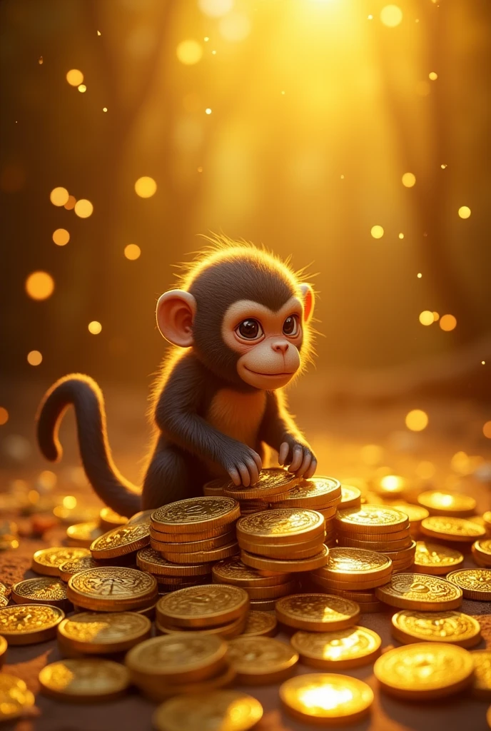 Pile of gold, Gold coins, ((monkey)), Gold coins이 하늘에서 쏟아진다. Dazzling golden, golden light, The Golden Box, Gold Coin, 