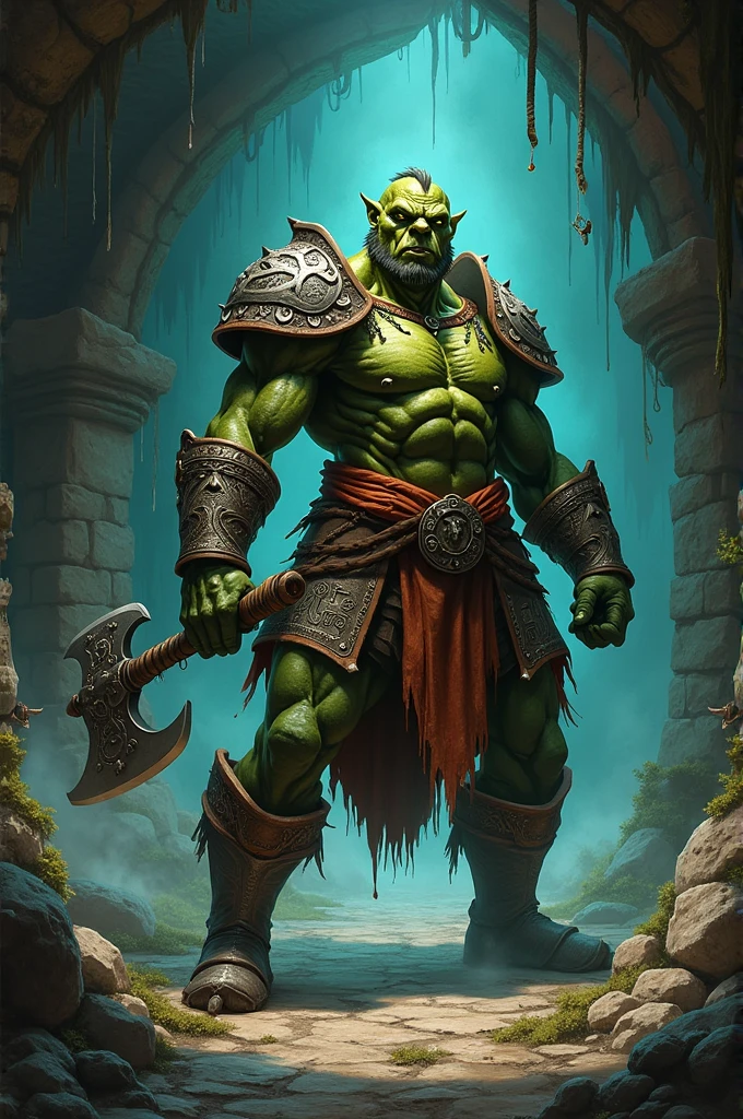 Level 3 half-orc, half-dragonborn Dungeon And Dragons character. This character must be set in Call of Netherdeep