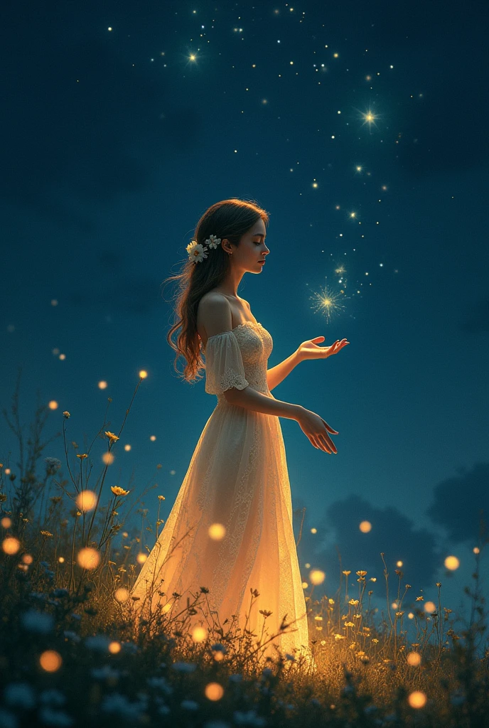 In the silence of an endless night,
You are my light in the darkest shadows,
The melody that calms my fears,
The look that lights up my paths.

Your caresses light up my soul,
You are a constant longing, 
A dream that never ends,
You are my eternal desire.