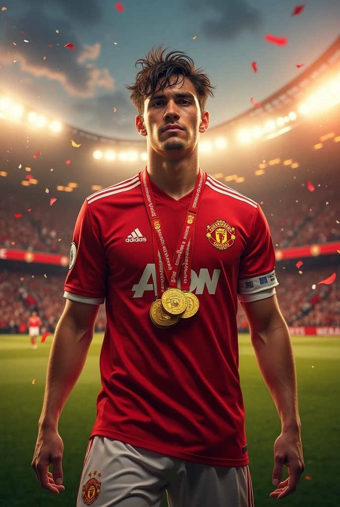 Create a Manchester United player with 5 Ballon d'Or awards, fictional youth