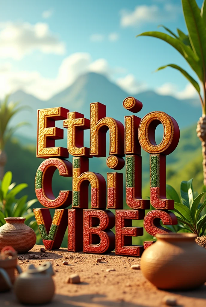 3d text of Ethio Chill Vibes inpired by Ethiopian tradition