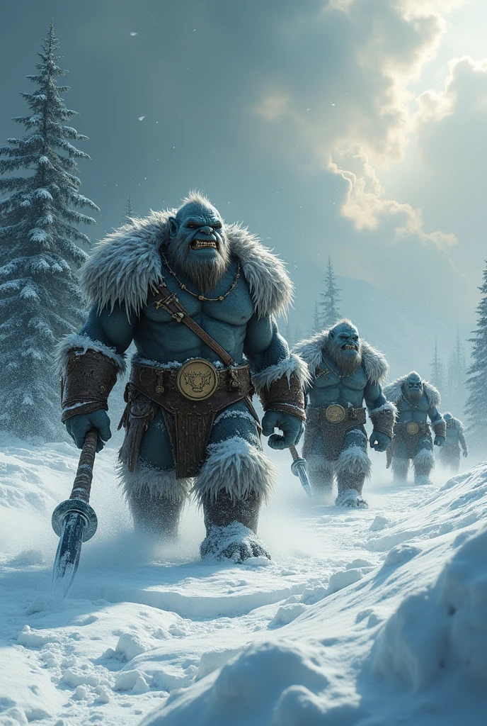 An image of an army of trolls in a snow field