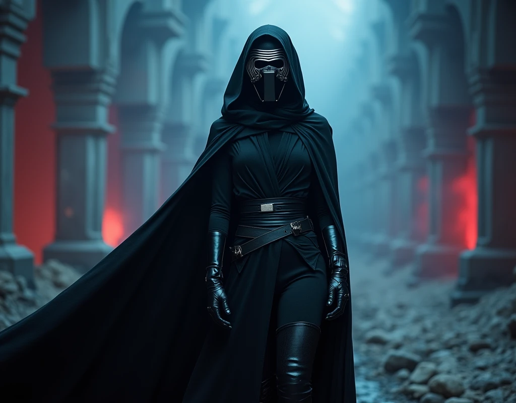 Kylo Ren Women's Cosplay Black leather gloves masked