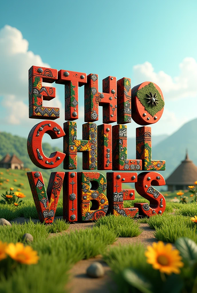 3d text of Ethio Chill Vibes inpired by Ethiopian tradition