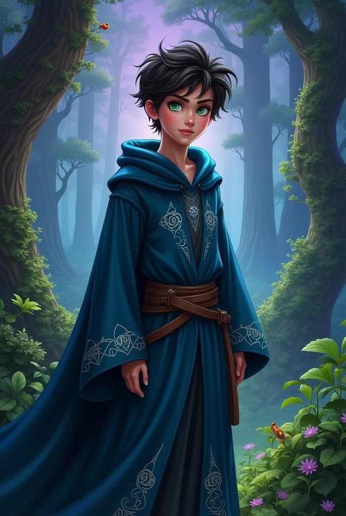 Young human wizard with short dark brown hair