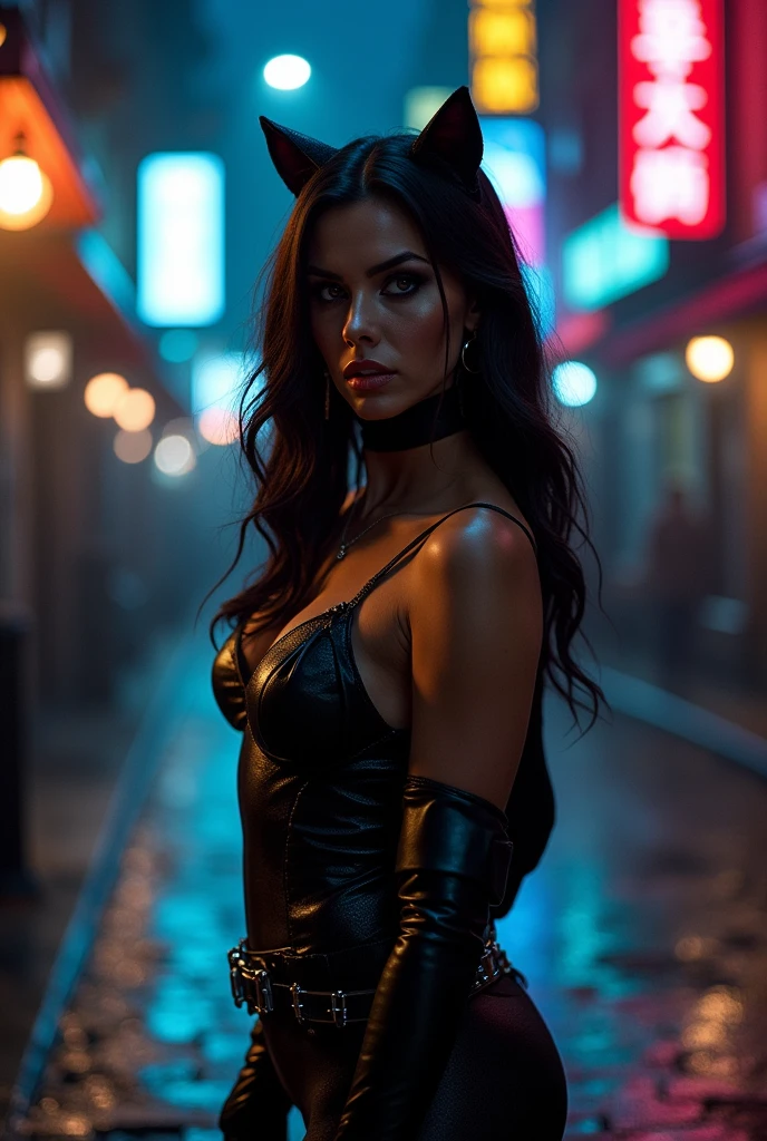 Catwoman is naked and without clothes with big tits