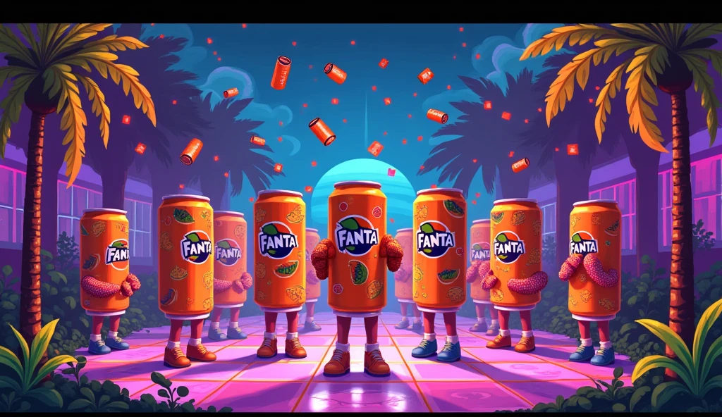 Throw a Fanta can themed party in Pixelart style
