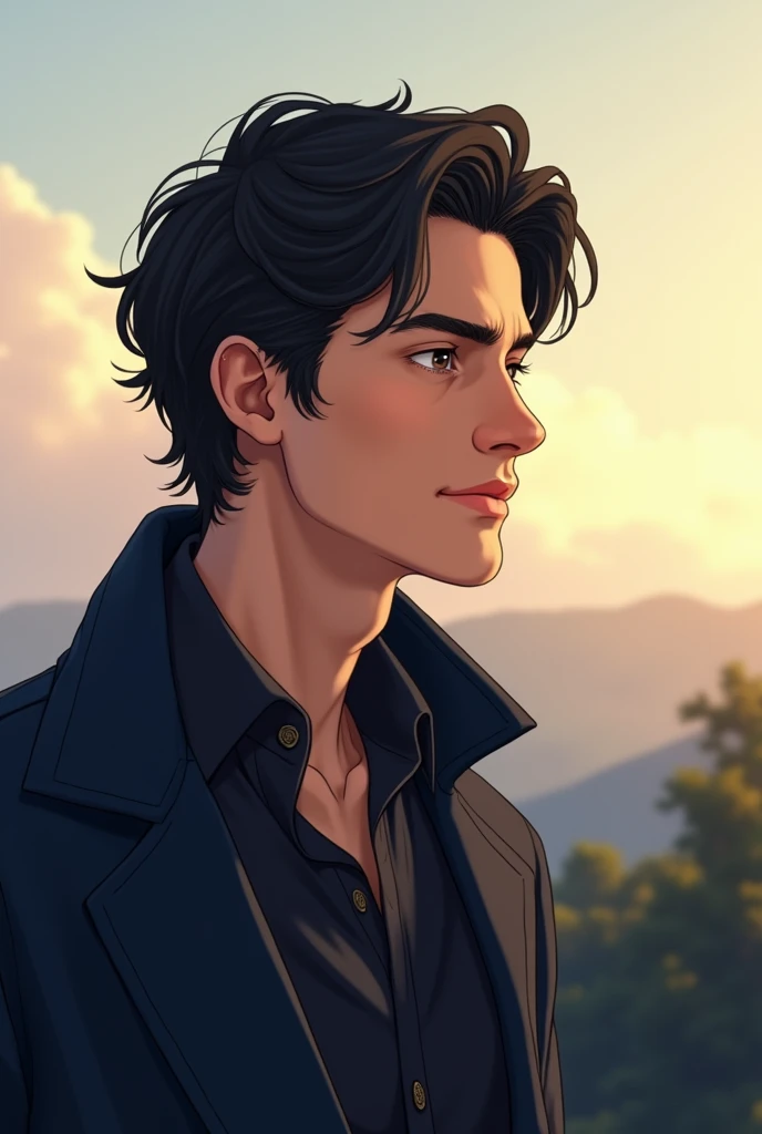 This illustration is、It depicts a calm man in his 30s.、His charm lies in his mature aura and deep thoughtfulness.。His expression is calm and thoughtful、The kindness that brings comfort to those around you is apparent.。His eyes are、While gazing somewhere far away、It gives a sense of warmth, as if the person in front of you is watching over you.。
The hair is dark in color、Medium length, natural style。A little messy hair、It brings out his relaxed and natural charm.。Dress simple and elegant。Black or grey、Wear a navy jacket or coat、The style is sophisticated yet approachable.。
overall、His appearance exudes calm and tolerance.、It gives a sense of security to the viewer.。Also、In that kindness、There is something mysterious and fascinating about it.、It gives an impression of being drawn in.。