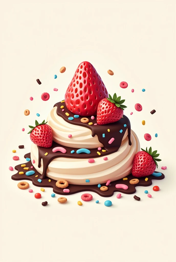 Logo for a strawberry and cream with toppings business, chocolate, cookies, rubber bands, cereals
something more serious