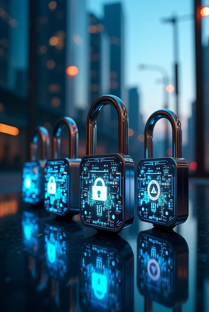futuristic tech-style padlocks