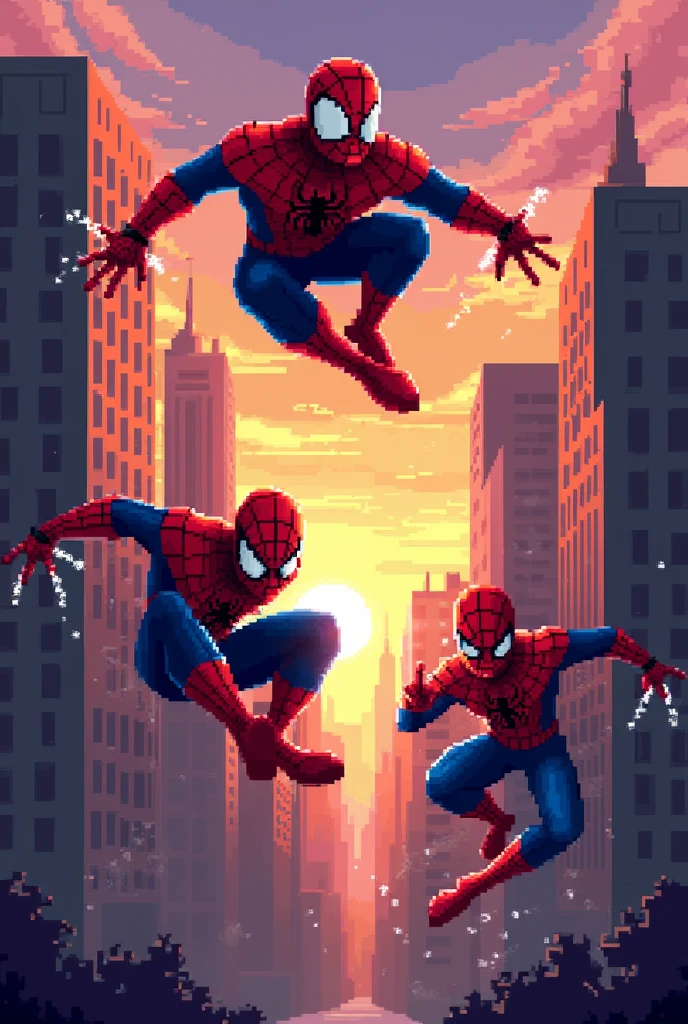 sprites from a video game of spiderman