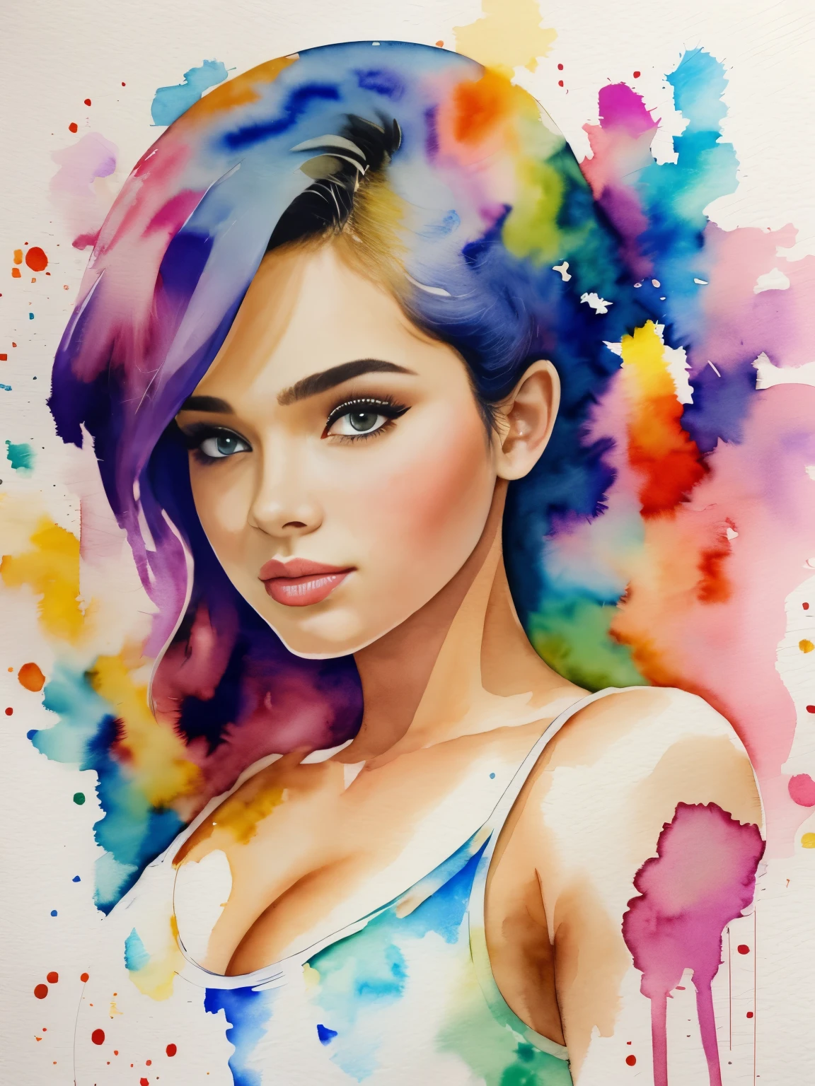 masterpiece, best quality, 1girl, watercolor, upper body photo