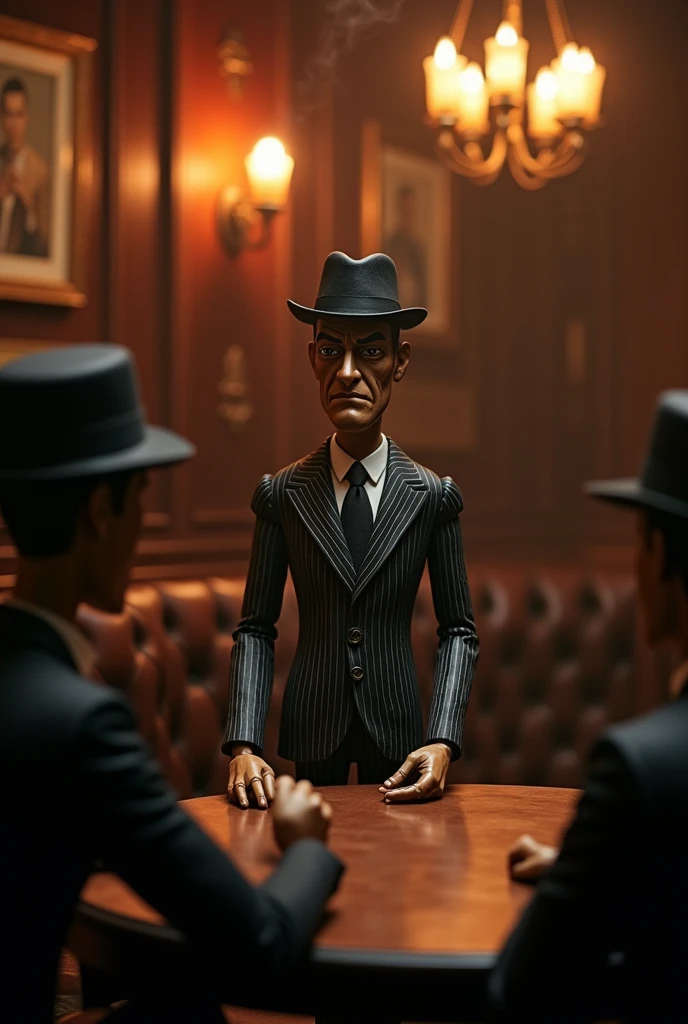 Mafia-style wooden puppet  