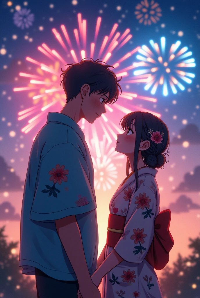 summer、beautiful、firework、big、、可likeい、yukata、Braided Hair、Shortcuts、ボブTall男の人と、love、like、初love、heart、Sparkling、lame、moment、Fantasy、Just the two of us、secret、Tall、本格的なfirework、Anime Face、Anime-like、night、真night中、stand out