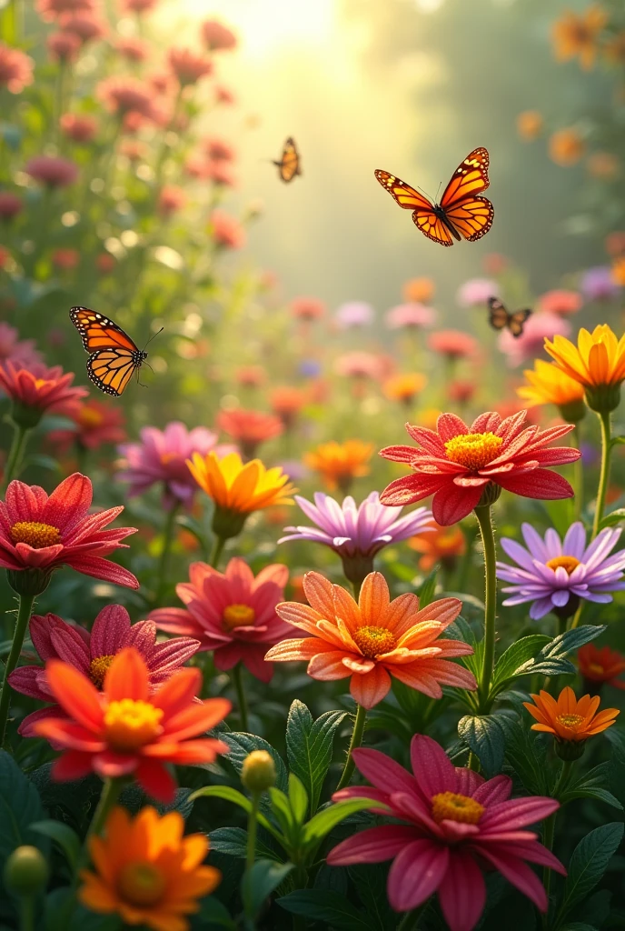 Real flowers garden without human