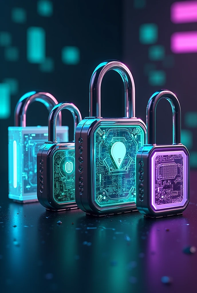 Various futuristic technological style padlocks
