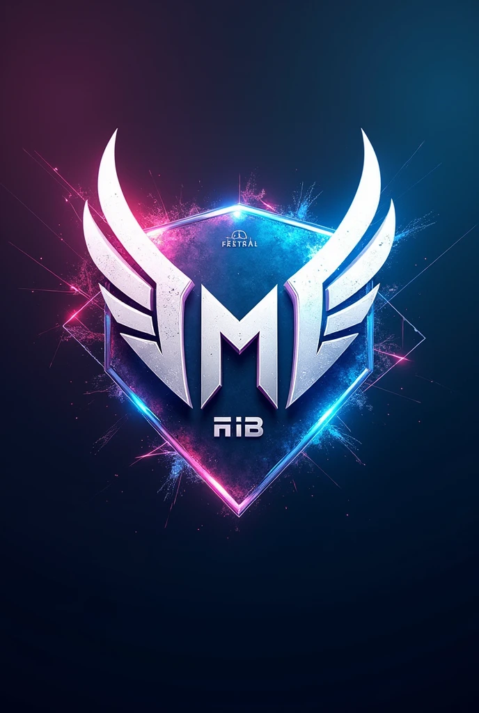 Create a professional Free Fire sports logo with the name "MIB", Using the colors of the Spanish team Real Madrid.