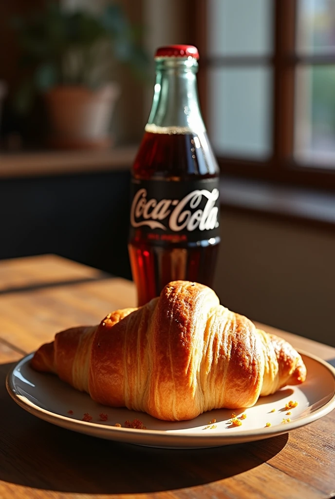 croisant et coca cola sur une table