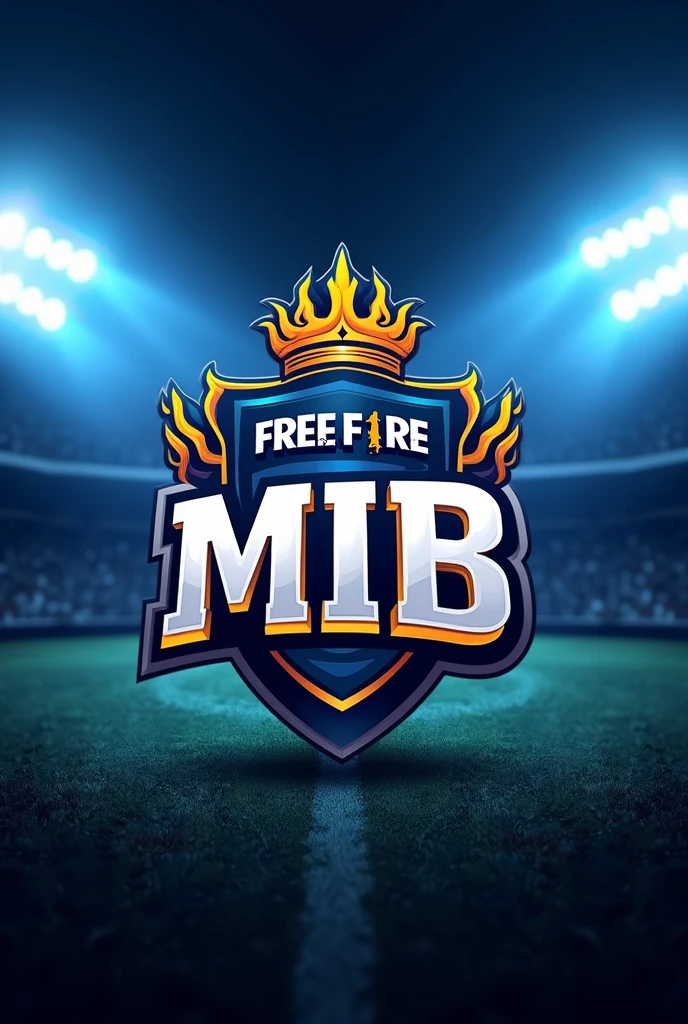 Create a professional Free Fire sports logo with the name "MIB", Using the colors of the Spanish team Real Madrid.