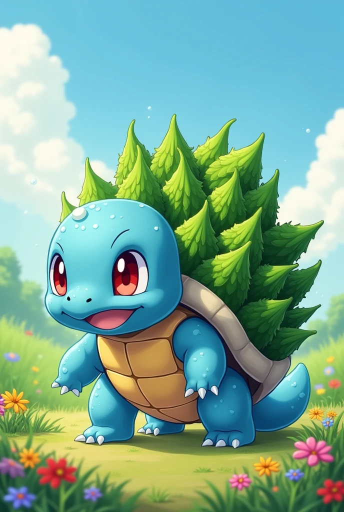 Squirtle but his shell is made out of cannabis buds